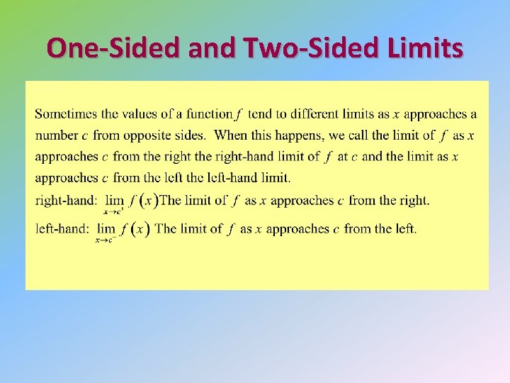 One-Sided and Two-Sided Limits 