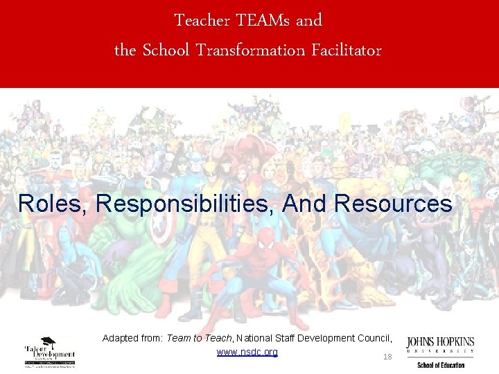 Teacher TEAMs and the School Transformation Facilitator Roles, Responsibilities, And Resources Adapted from: Team