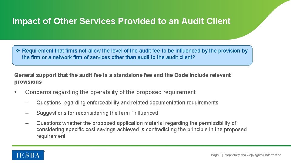 Impact of Other Services Provided to an Audit Client v Requirement that firms not