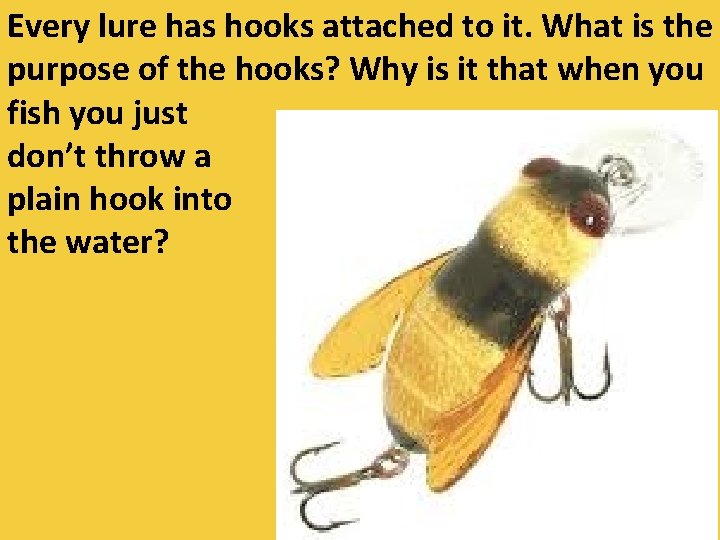 Every lure has hooks attached to it. What is the purpose of the hooks?