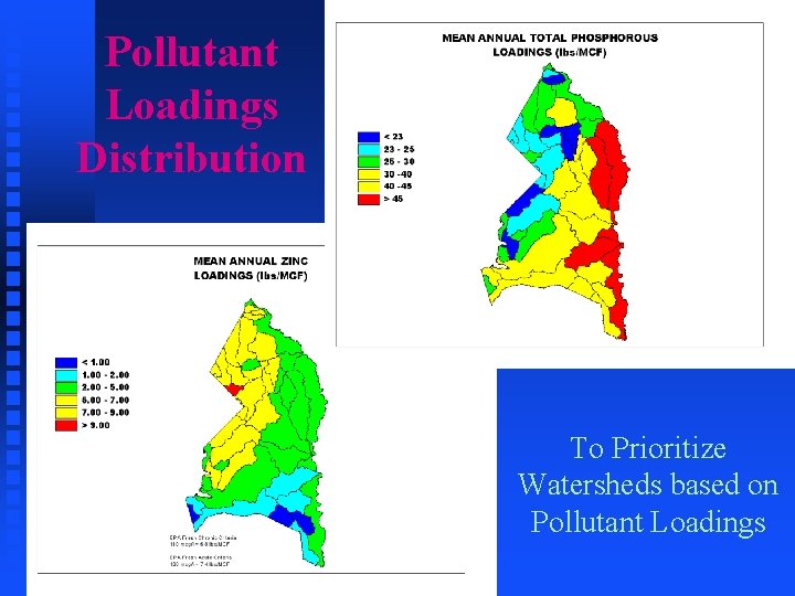 Pollutant Loadings Distribution To Prioritize Watersheds based on Pollutant Loadings 