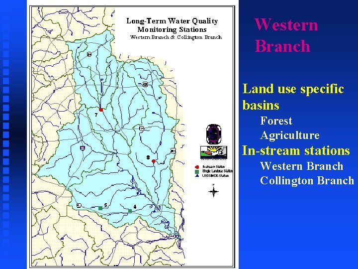 Western Branch Land use specific basins Forest Agriculture In-stream stations Western Branch Collington Branch