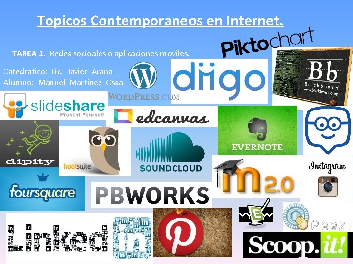 Topicos Contemporaneos en Internet. TAREA 1. Redes socioales o aplicaciones moviles. Catedratico: Lic. Javier