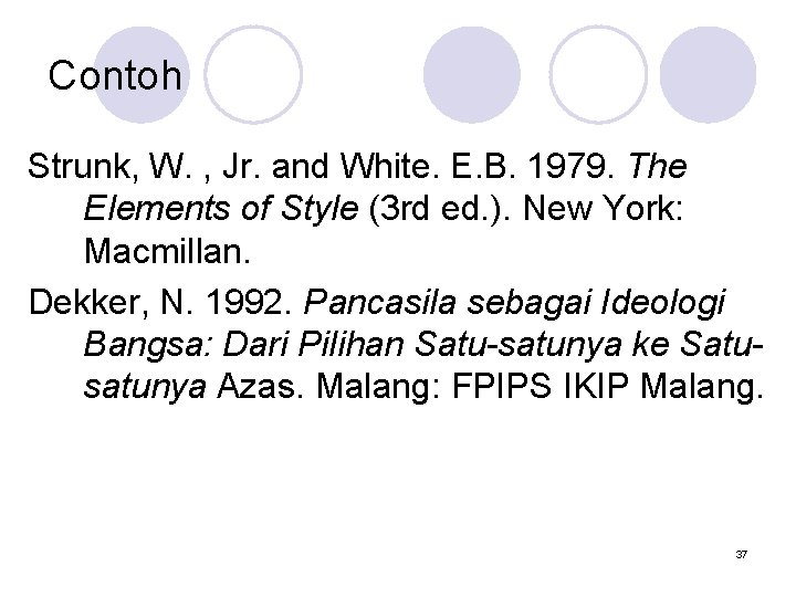 Contoh Strunk, W. , Jr. and White. E. B. 1979. The Elements of Style