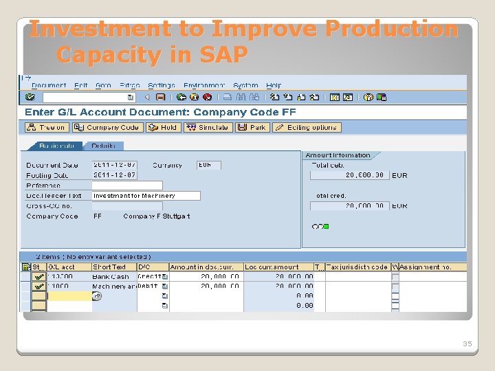 Investment to Improve Production Capacity in SAP 35 