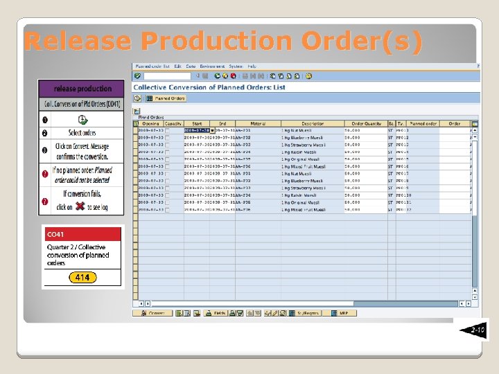 Release Production Order(s) 