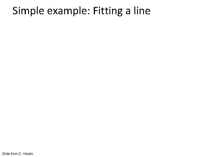 Simple example: Fitting a line Slide from D. Hoiem 