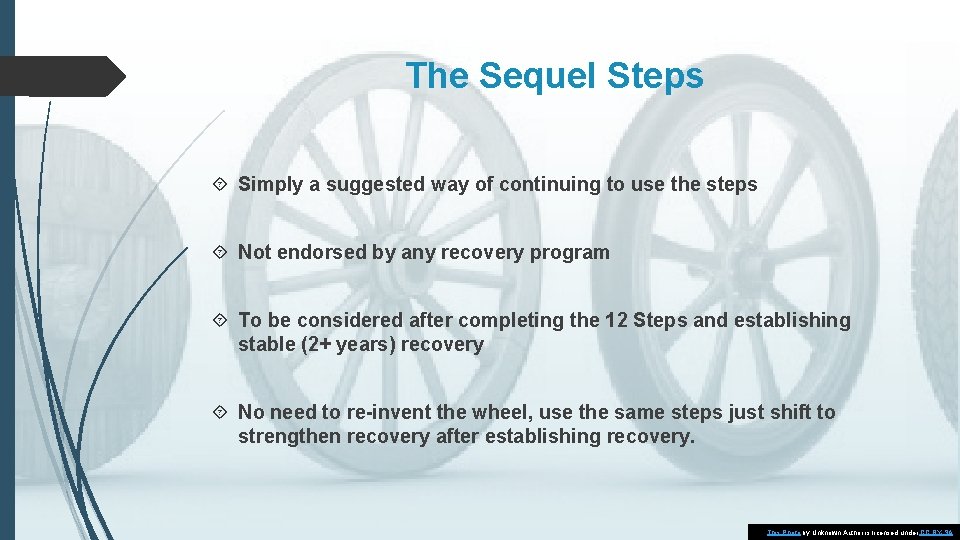 The Sequel Steps Simply a suggested way of continuing to use the steps Not The Sequel Steps Simply a suggested way of continuing to use the steps Not