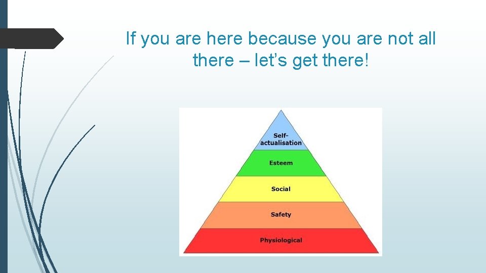If you are here because you are not all there – let’s get there! If you are here because you are not all there – let’s get there!