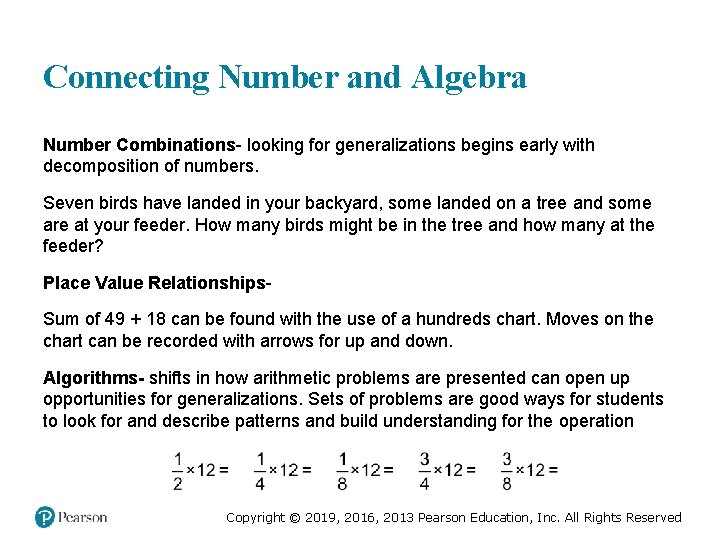 Connecting Number and Algebra Number Combinations- looking for generalizations begins early with decomposition of