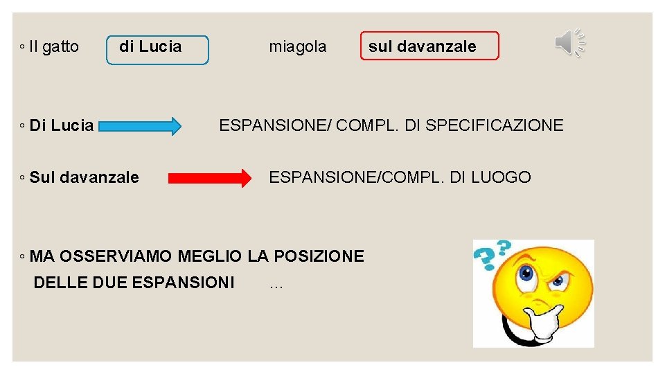 ◦ Il gatto di Lucia ◦ Di Lucia miagola sul davanzale ESPANSIONE/ COMPL. DI