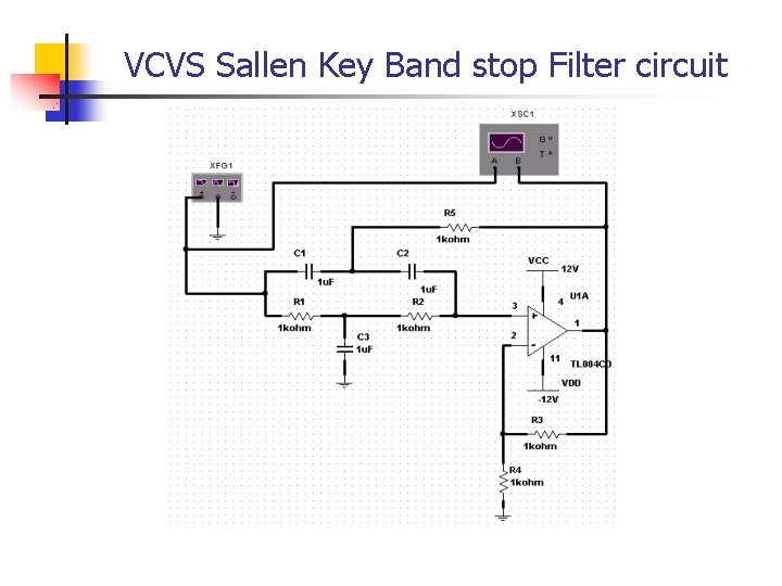 VCVS Sallen Key Band stop Filter circuit VCVS Sallen Key Band stop Filter circuit