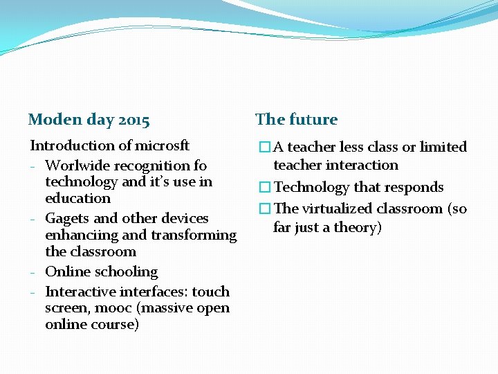 Moden day 2015 The future Introduction of microsft - Worlwide recognition fo technology and