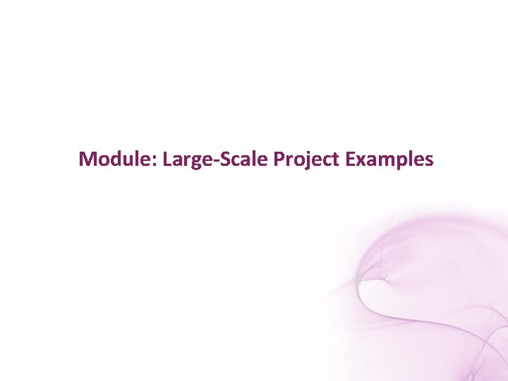 Module: Large-Scale Project Examples 
