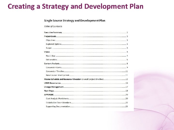 Creating a Strategy and Development Plan 