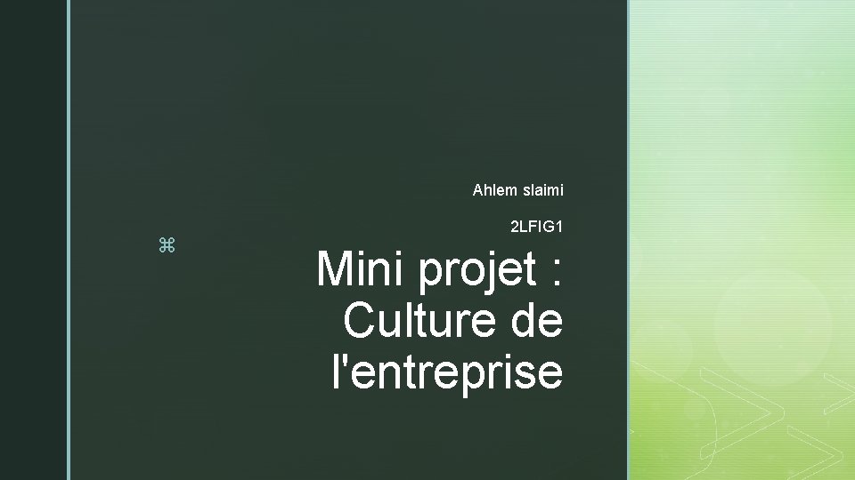 Ahlem slaimi z 2 LFIG 1 Mini projet : Culture de l'entreprise 