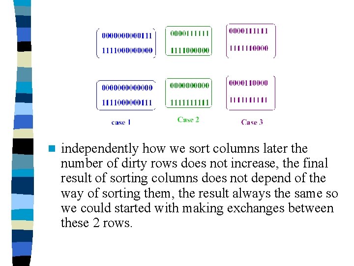 n independently how we sort columns later the number of dirty rows does not