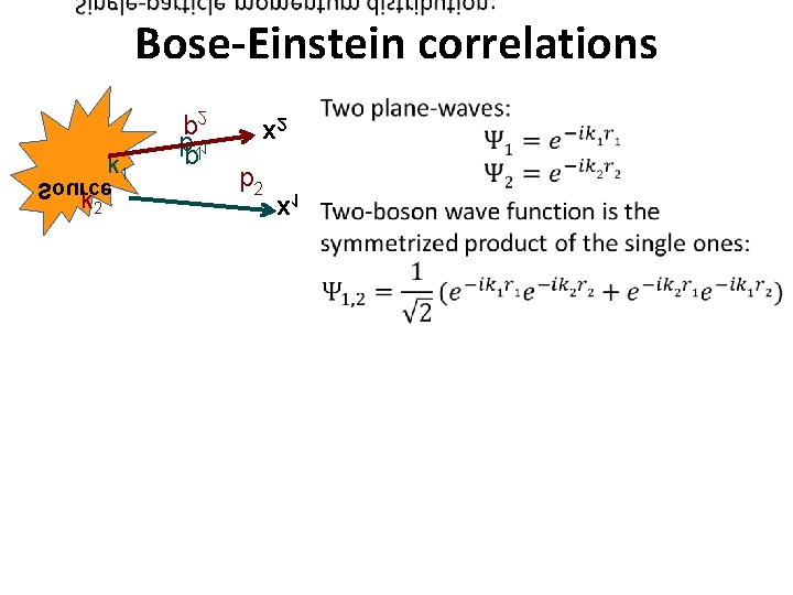 Bose-Einstein correlations Sourcek 1 k 2 pp 11 x 2 p 2 x 1
