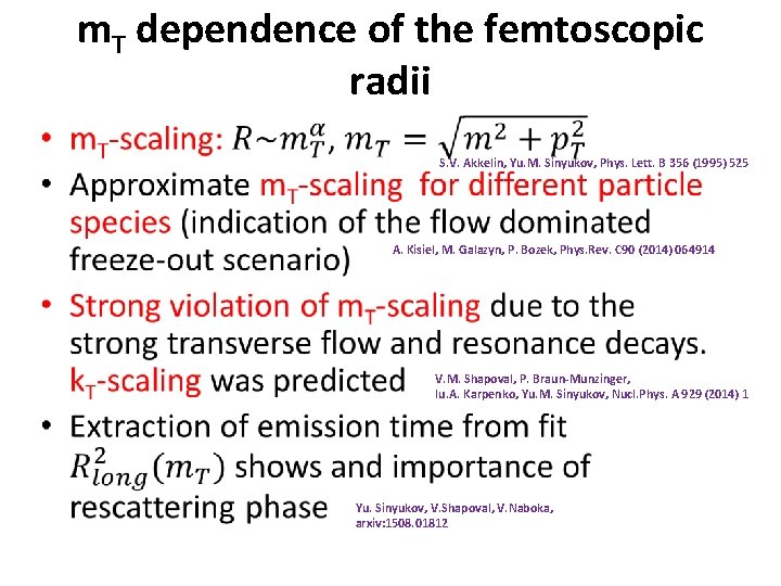 m. T dependence of the femtoscopic radii • S. V. Akkelin, Yu. M. Sinyukov,