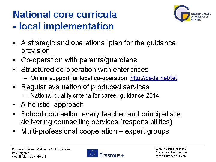 National core curricula - local implementation • A strategic and operational plan for the