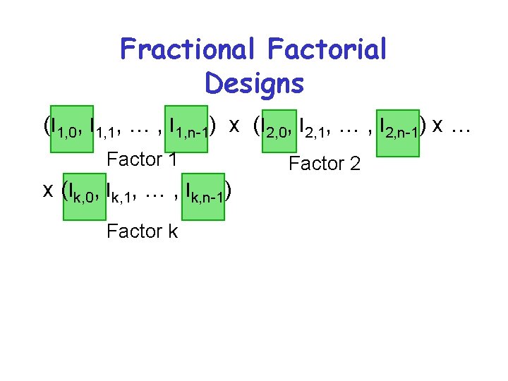 Fractional Factorial Designs (l 1, 0, l 1, 1, … , l 1, n-1)