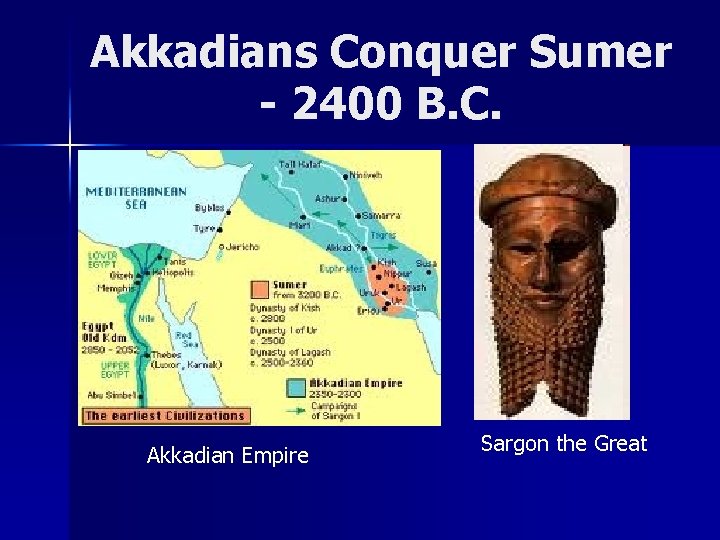 Akkadians Conquer Sumer - 2400 B. C. Akkadian Empire Sargon the Great 