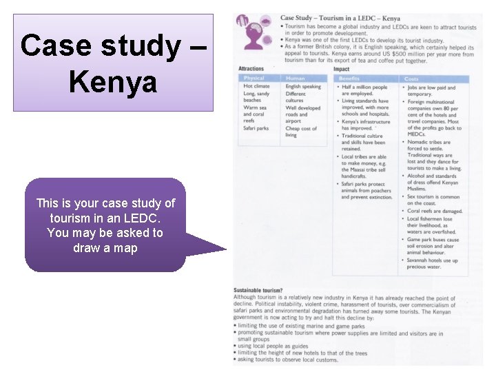 Case study – Kenya This is your case study of tourism in an LEDC.