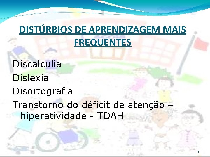 DISTÚRBIOS DE APRENDIZAGEM MAIS FREQUENTES Discalculia Dislexia Disortografia Transtorno do déficit de atenção –