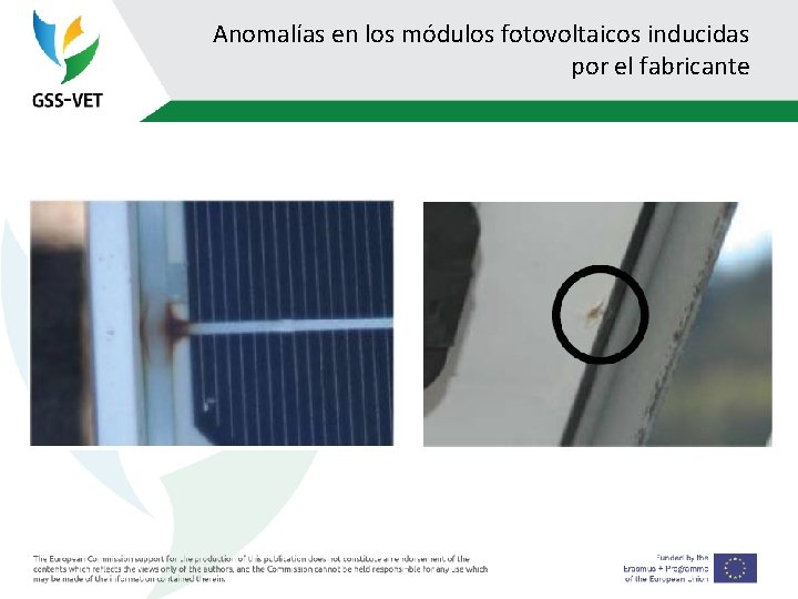 Anomalías en los módulos fotovoltaicos inducidas por el fabricante 