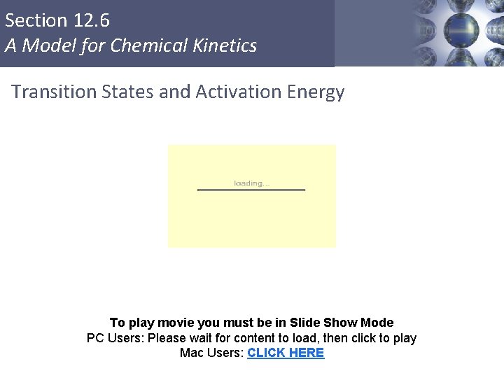 Section 12. 6 A Model for Chemical Kinetics Transition States and Activation Energy To