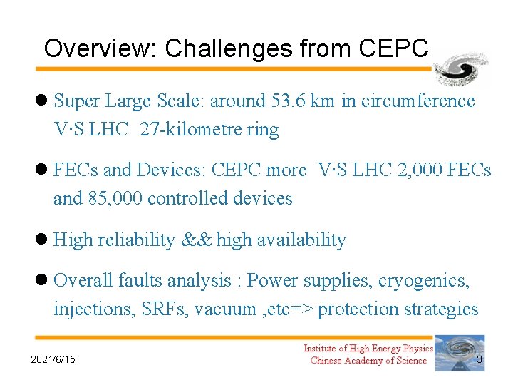 Cepc CEPCControl Presented by Li Gang Accelerator Control Group