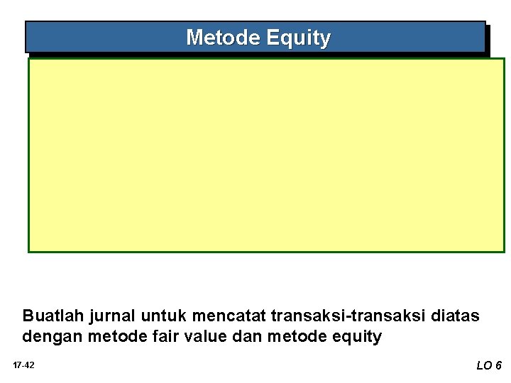 Metode Equity Buatlah jurnal untuk mencatat transaksi-transaksi diatas dengan metode fair value dan metode