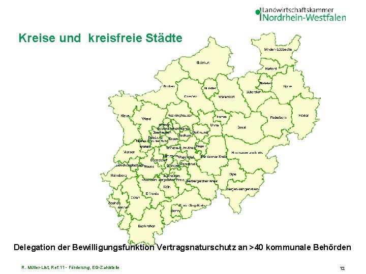 Kreise und kreisfreie Städte Delegation der Bewilligungsfunktion Vertragsnaturschutz an >40 kommunale Behörden R. Müller-List,