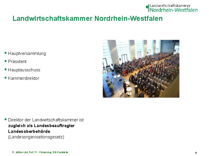 Landwirtschaftskammer Nordrhein-Westfalen § Hauptversammlung § Präsident § Hauptausschuss § Kammerdirektor § Direktor der Landwirtschaftskammer