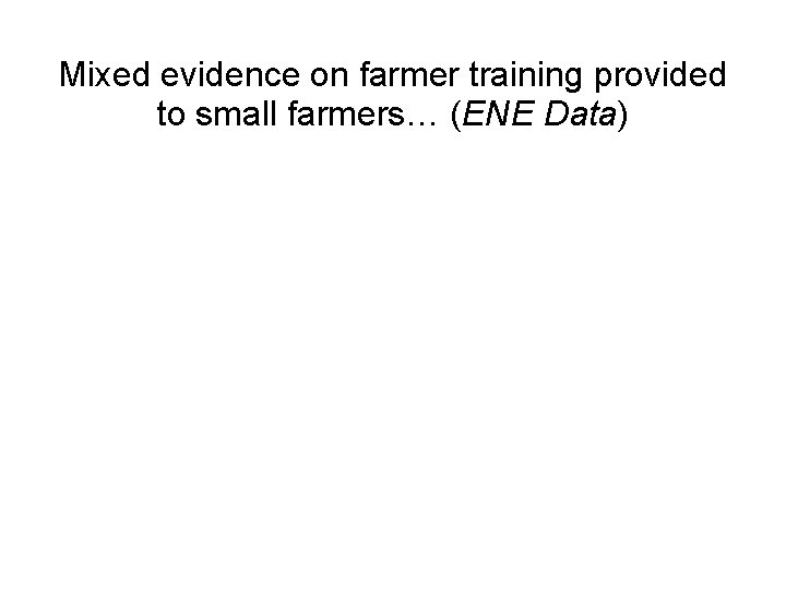 Mixed evidence on farmer training provided to small farmers… (ENE Data) 