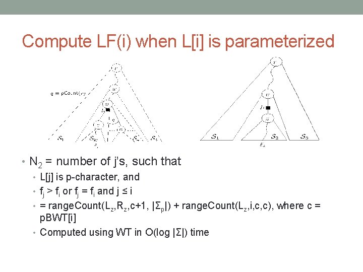 Compute LF(i) when L[i] is parameterized • N 2 = number of j’s, such