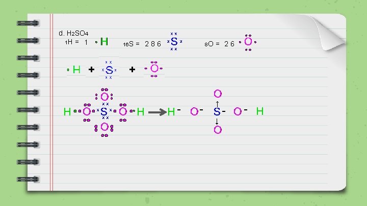 d. H 2 SO 4 1 H = 1 16 S + = 286