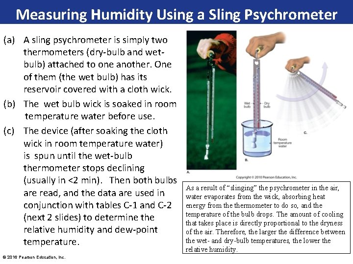 Measuring Humidity Using a Sling Psychrometer (a) A sling psychrometer is simply two thermometers