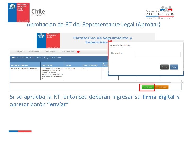 Aprobación de RT del Representante Legal (Aprobar) Si se aprueba la RT, entonces deberán