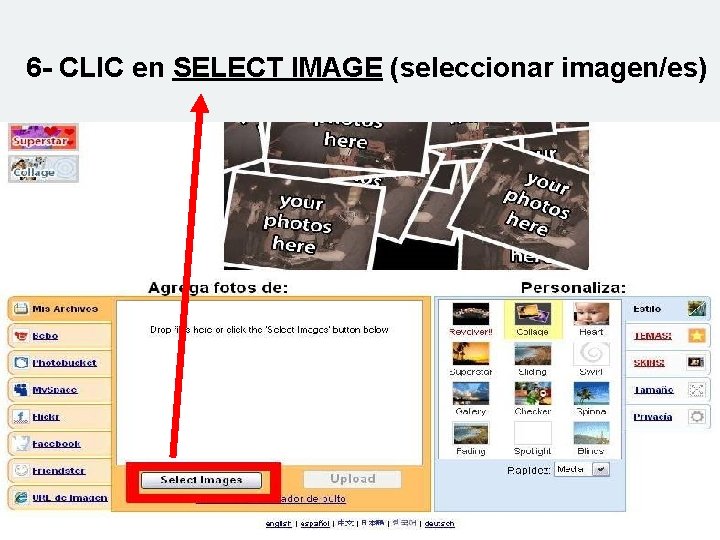 6 - CLIC en SELECT IMAGE (seleccionar imagen/es) 