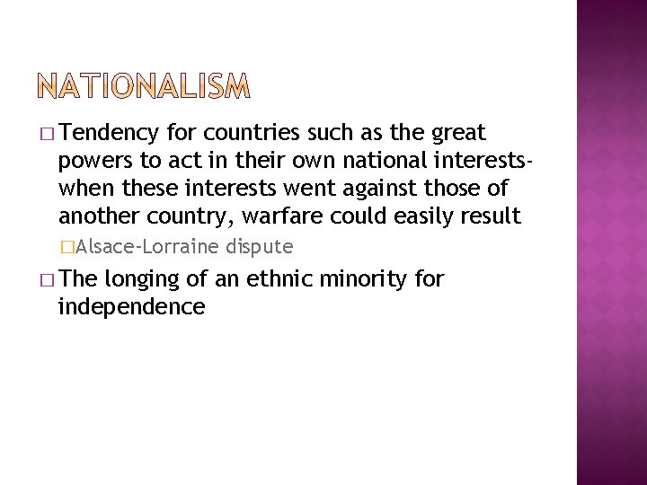 � Tendency for countries such as the great powers to act in their own