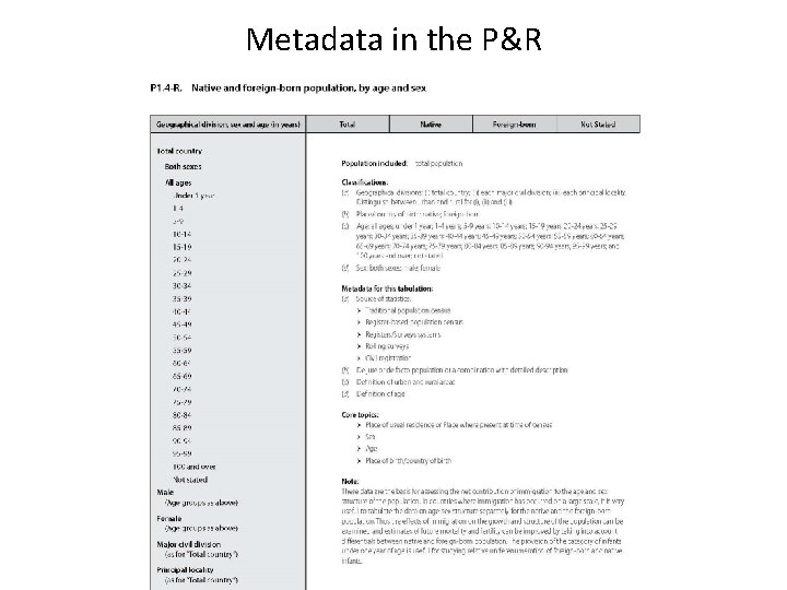 Metadata in the P&R 