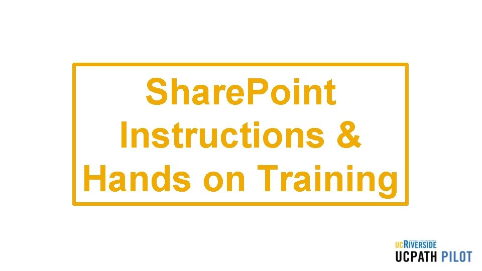 Share. Point Instructions & Hands on Training 