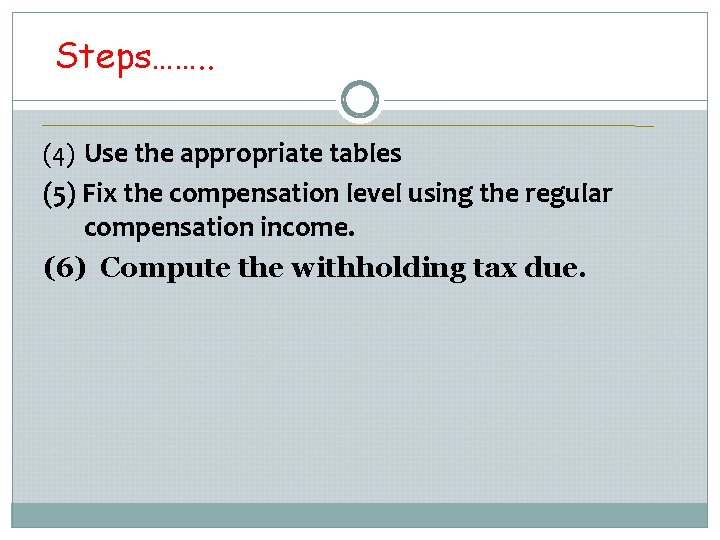 Steps……. . (4) Use the appropriate tables (5) Fix the compensation level using the