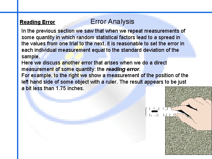 School of Mechatronics Engineering Reading Error Analysis In the previous section we saw that