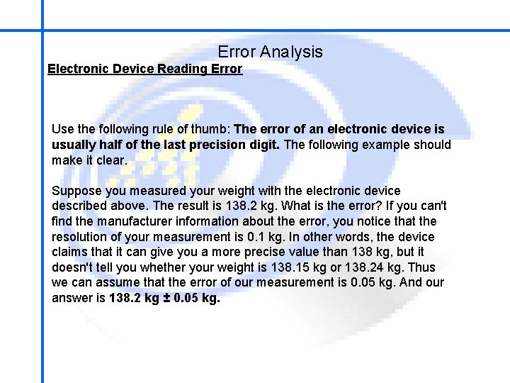 School of Mechatronics Engineering Error Analysis Electronic Device Reading Error Use the following rule