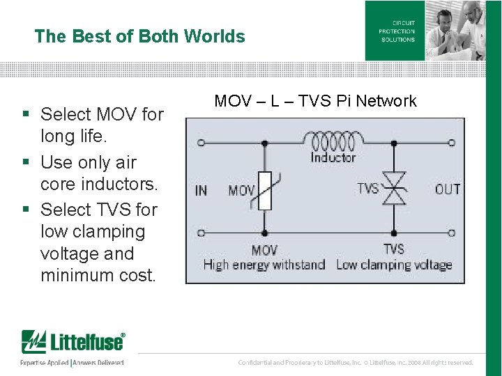 The Best of Both Worlds § Select MOV for long life. § Use only