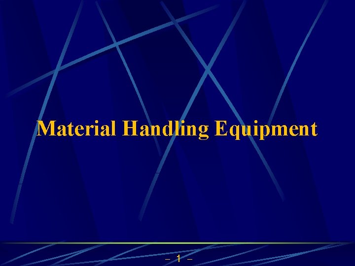 Material Handling Equipment 1 