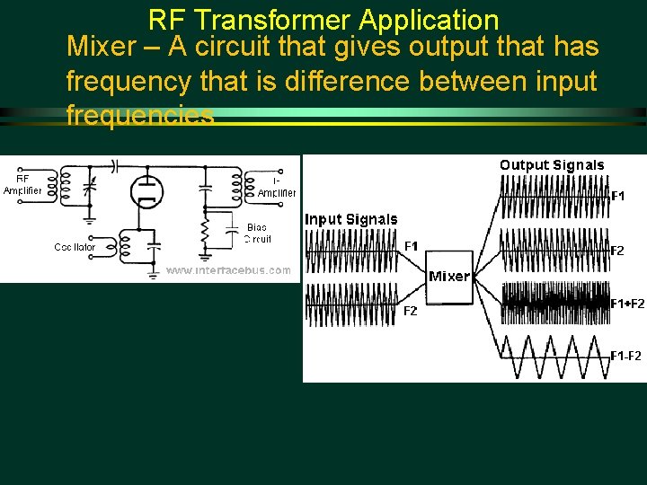 RF Transformer Application Mixer – A circuit that gives output that has frequency that