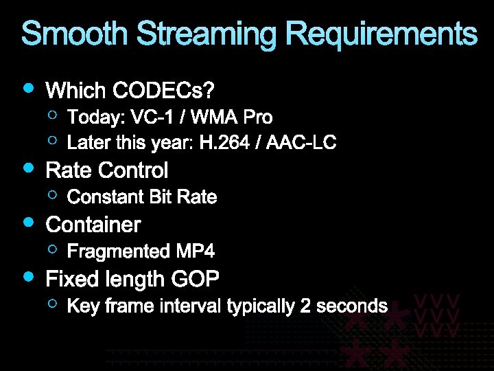 Smooth Streaming Requirements 